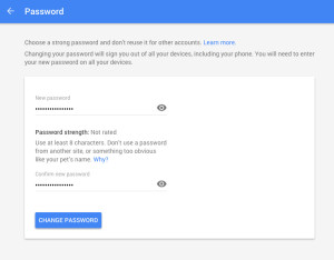 reset google password