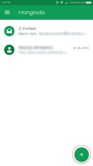 google hangouts app shows a white circle google hangouts app shows a white circle